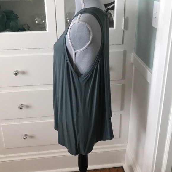 Rare Lilla P dusty Sage blue green asymmetrical tank top L NWOT made in Peru - Picture 2 of 6